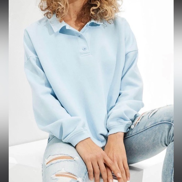 American Eagle Fleece Polo Sweatshirt - Picture 4 of 4